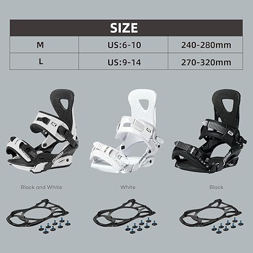 Miniatura 11 de XCMAN Fijación de snowboard para exteriores de montaña Bota talla 6-9 de EE. UU Negro