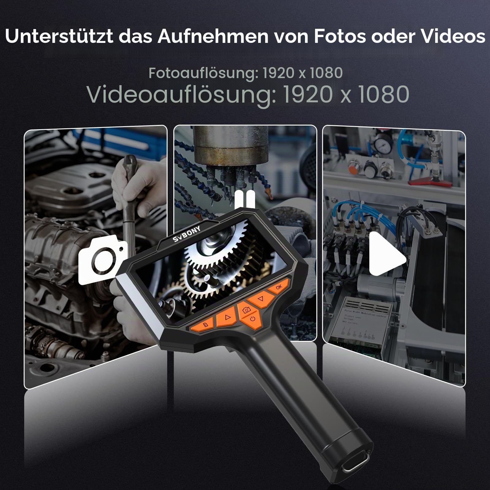 SVBONY SM501 Endoskopkamera mit Licht, 4.3'' IPS HD Teleskop Amera, Aufnahme von Videos und Bildern, 32G TF Karte, Inspektionskameras, IP67 wasserdichte, 8 LED Lichtern, Cool Gadgets for Men