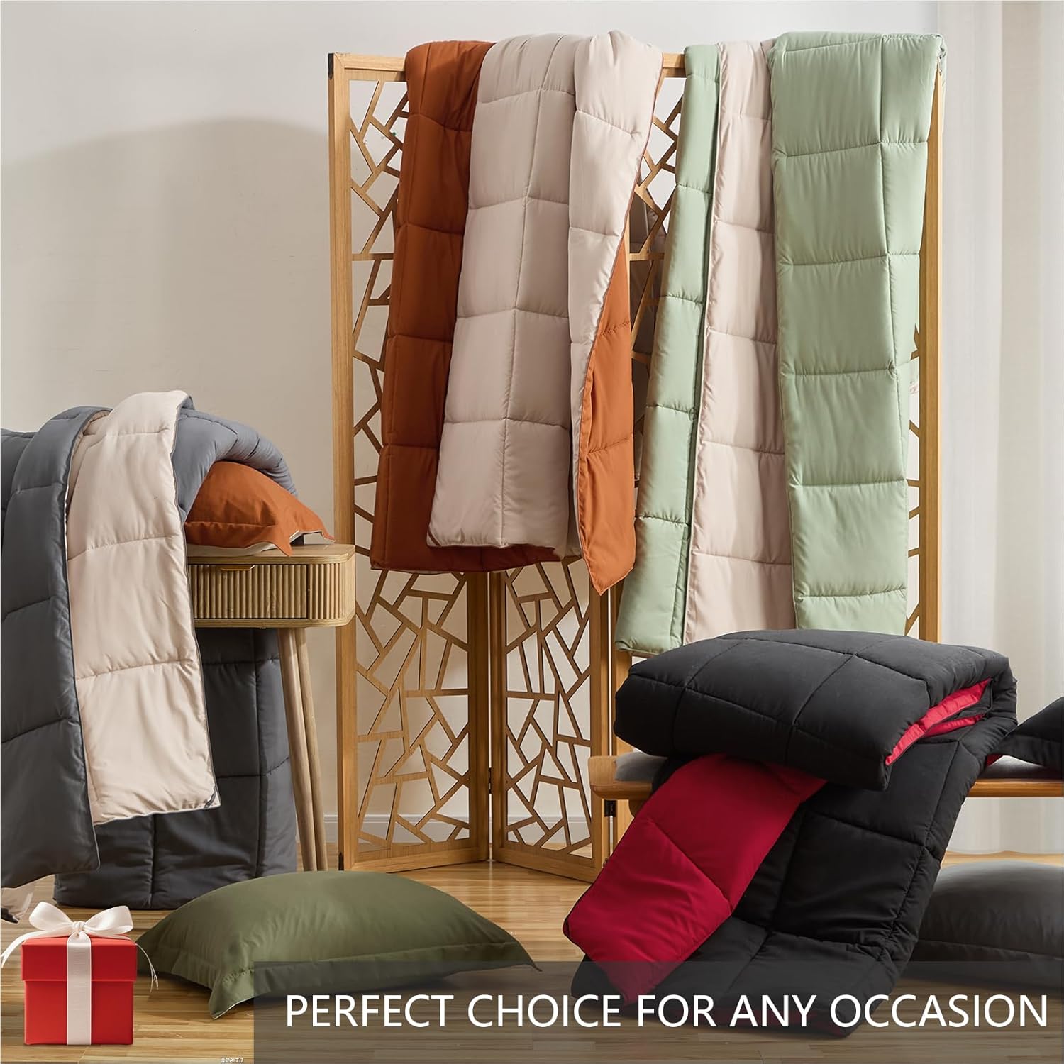 Homelike Moment Queen Comforter Set Olive Green, Lightweight Comforters Queen Size Set, Soft Down Alternative Bed Comforter Full Size All Season 3 Pcs Set with 2 Shams Olive Green/Sage Green - Image 6