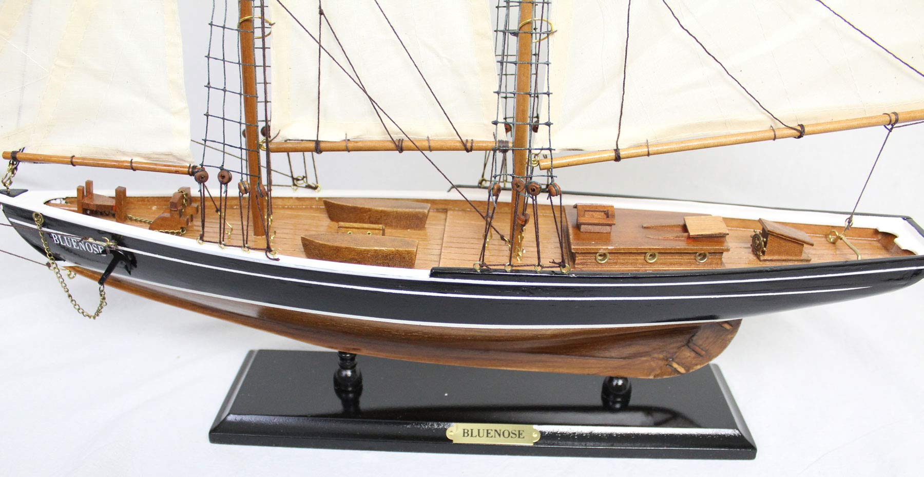 Antica 2000 Nave a vela modello a due piani in legno bluenose canadese