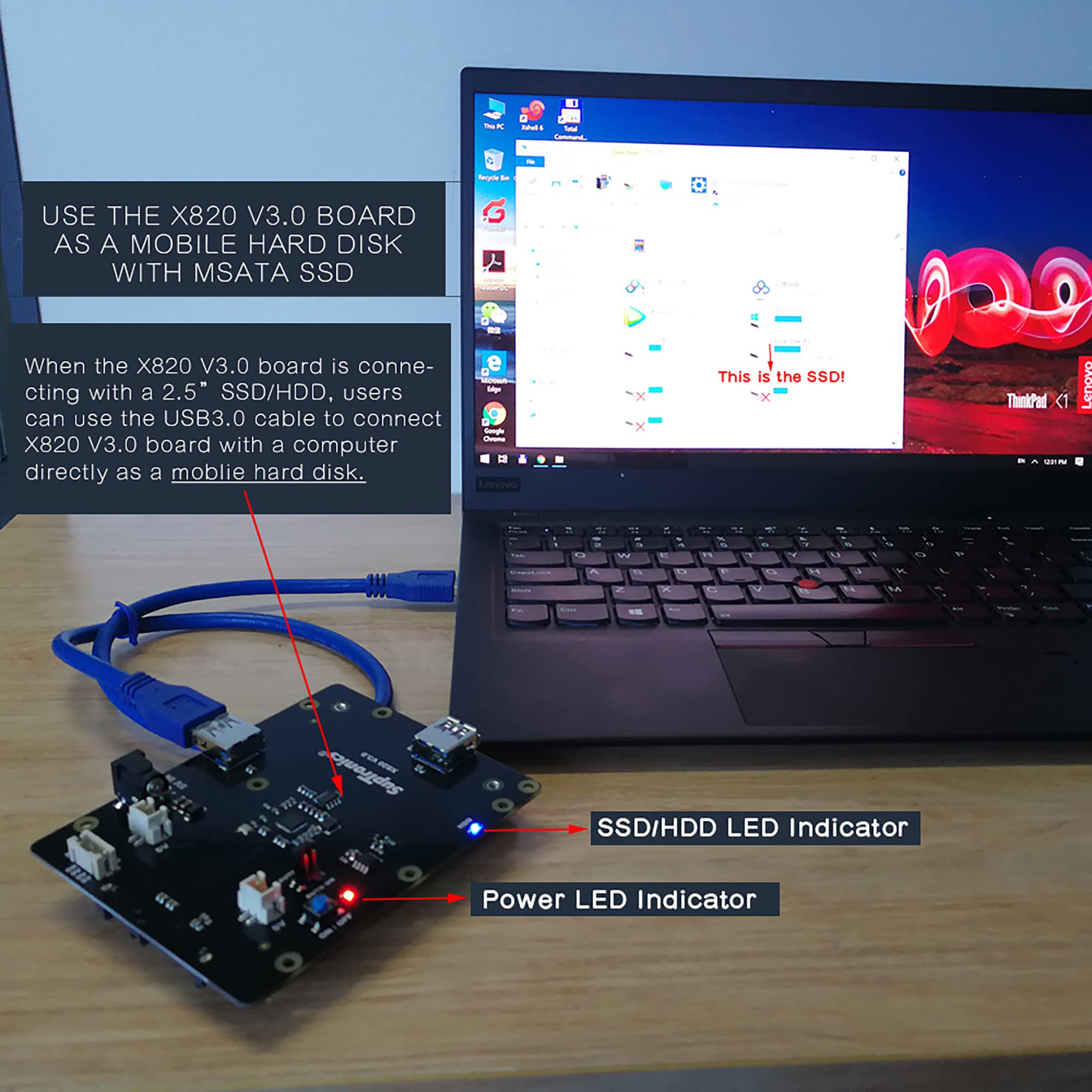 Geekworm Raspberry Pi 3 B+/3B SATA HDD/SSD Storage Expansion Board X820 V3.0, Compatible with 2.5 Inch SATA HDD/SSD (NOT incldue Pi 3 or HDD/SSD)