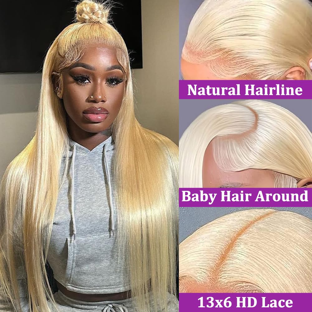 32Inch 613 Lace Front Wig Human Hair Blonde Wig Human Hair 613 13x6 Lace Front Wig Human Hair 200 Density 613 Blonde Srtaight Wigs Frontal Wigs Human Hair Pre Plucked