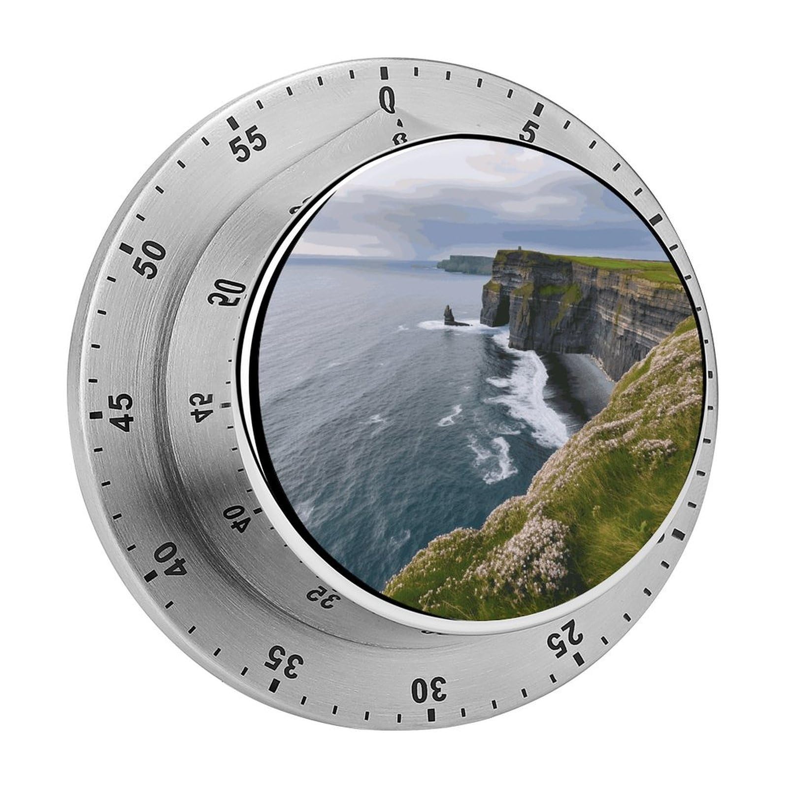 Ireland Outdoors County Clare The Cliffs Visual Timer Chef Cooking Timer Clock with Loud Alarm Mechanical Desk Timers Countdown Reminder Magnetic Exquisite Stainless Steel Body Timers