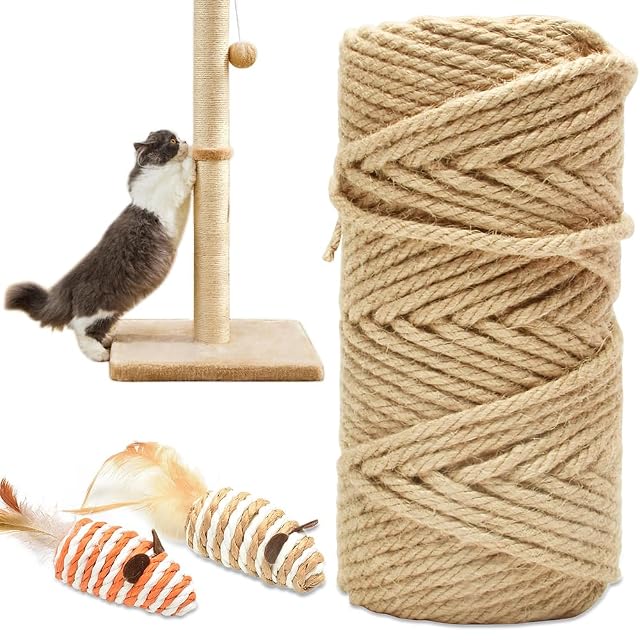 Foto 5 de 7 de Cuerda de Yute,Cuerda de Sisal Natural 6 mm X 50 m,Cuerda Rascador para Gatos Cuerda de Sisal para Gatos…