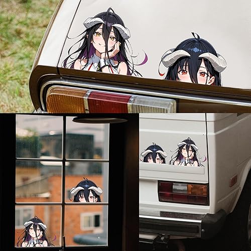 Miniatura 3 de Calcomanías de 5.1 pulgadas para Albedo Peeker Anime para automóvil, ventana, laptop, parachoques, maletero, motocicleta, cámper, tanque de