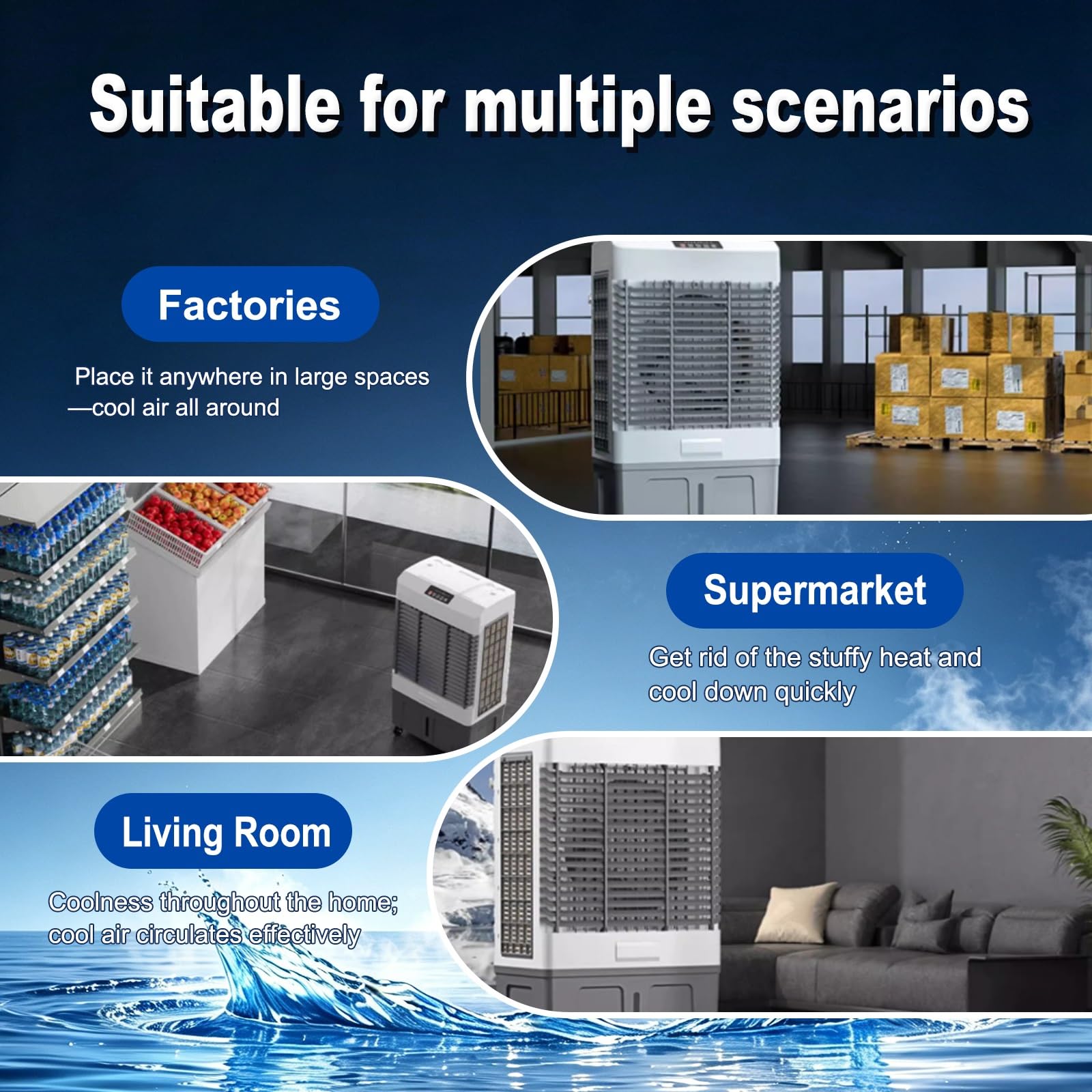 Enfriador De Aire Evaporativo 6.6M/S 30L | Depósito Grande De 30L, Flujo De Aire Ajustable Y Oscilación Automática Para Crear Un Ambiente Más Agradable En Verano