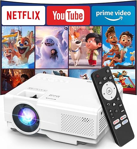 Netflix oficialmente proyector inteligente NISOO con WiFi y Bluetooth, mini proyector de películas con aplicaciones integradas, proyector exterior