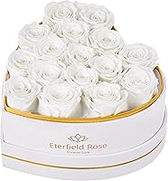 Vista 28 de Eterfield 27 flores para siempre en caja con forma de corazón, rosas preservadas que duran un año, flores preservadas, regalos de cumpleaños