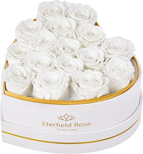 Miniatura 28 de Eterfield 27 flores para siempre en caja con forma de corazón, rosas preservadas que duran un año, flores preservadas, regalos de cumpleaños para