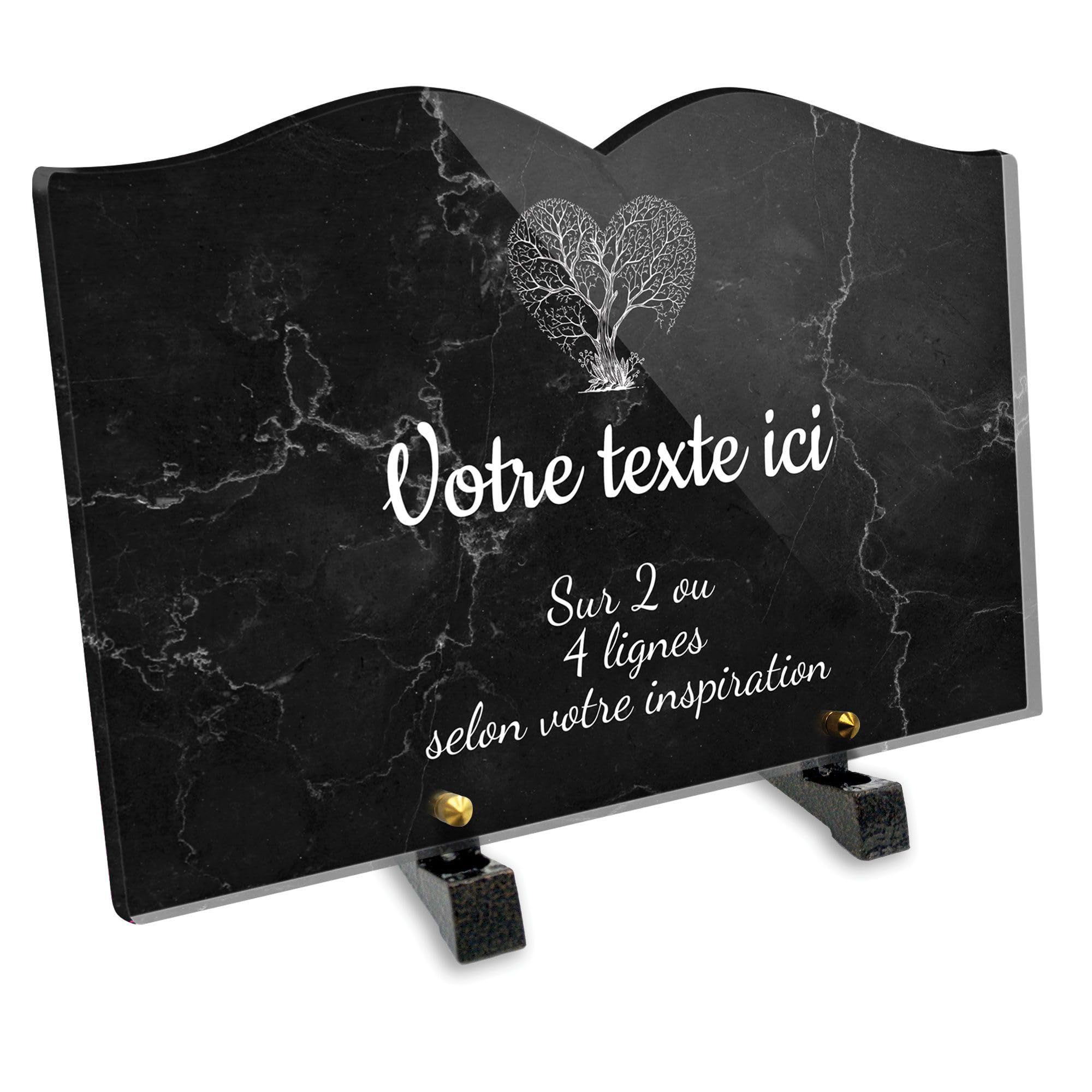 Targa funeraria con libro personalizzabile in plexi, motivo albero cuore, diverse dimensioni, spessore 6 mm, personalizzata su più righe 22-5x15 cm 22-5x15 cm 22-5x15 cm 30x20 cm