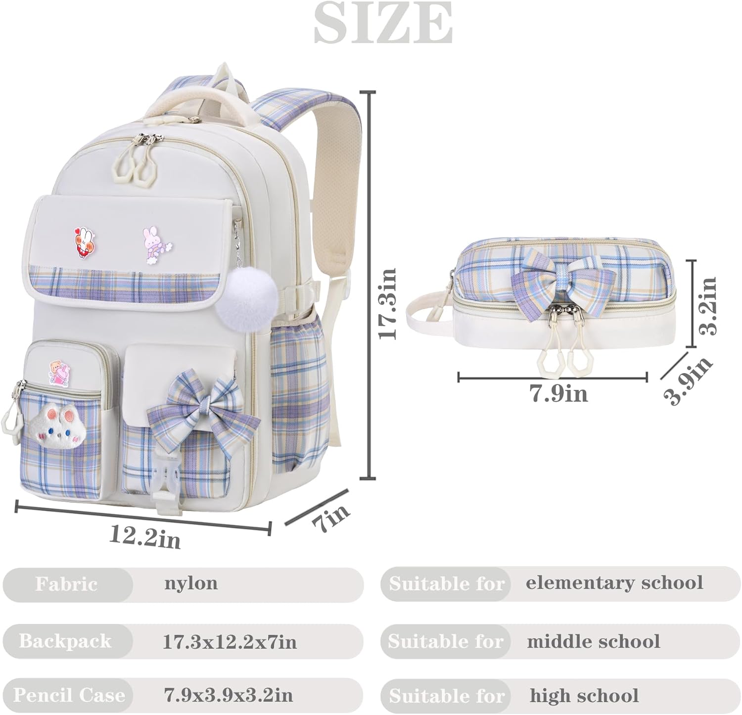 Girls Backpack,Kids School Backpack With Lunch Box Pencil Case Set,Cute Childrens Schoolbag For Girls - Image 2