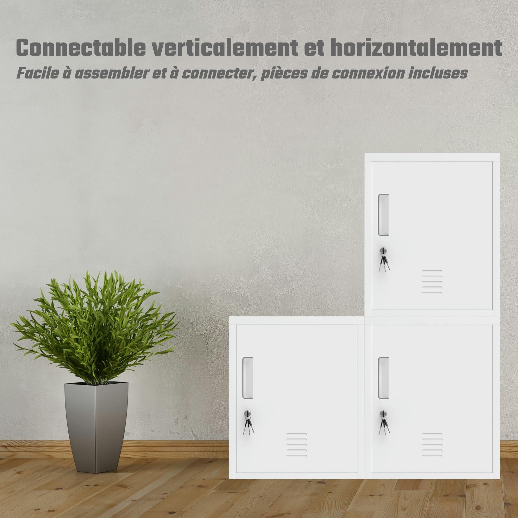 JINGUR Armoire de Rangement en métal avec Porte verrouillable et étagère réglable pour Maison, Bureau, Salle de Classe, Atelier (Blanc)