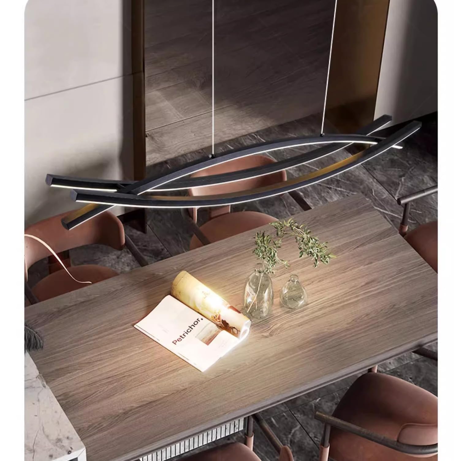 Lámpara de Mesa de Comedor LED Lámparas Colgantes Regulable con Control Remoto Salon Cocina Lámparas de techo Altura Regulable Ajustable para sala de estar Estudio Oficina (Negro, L100cm)