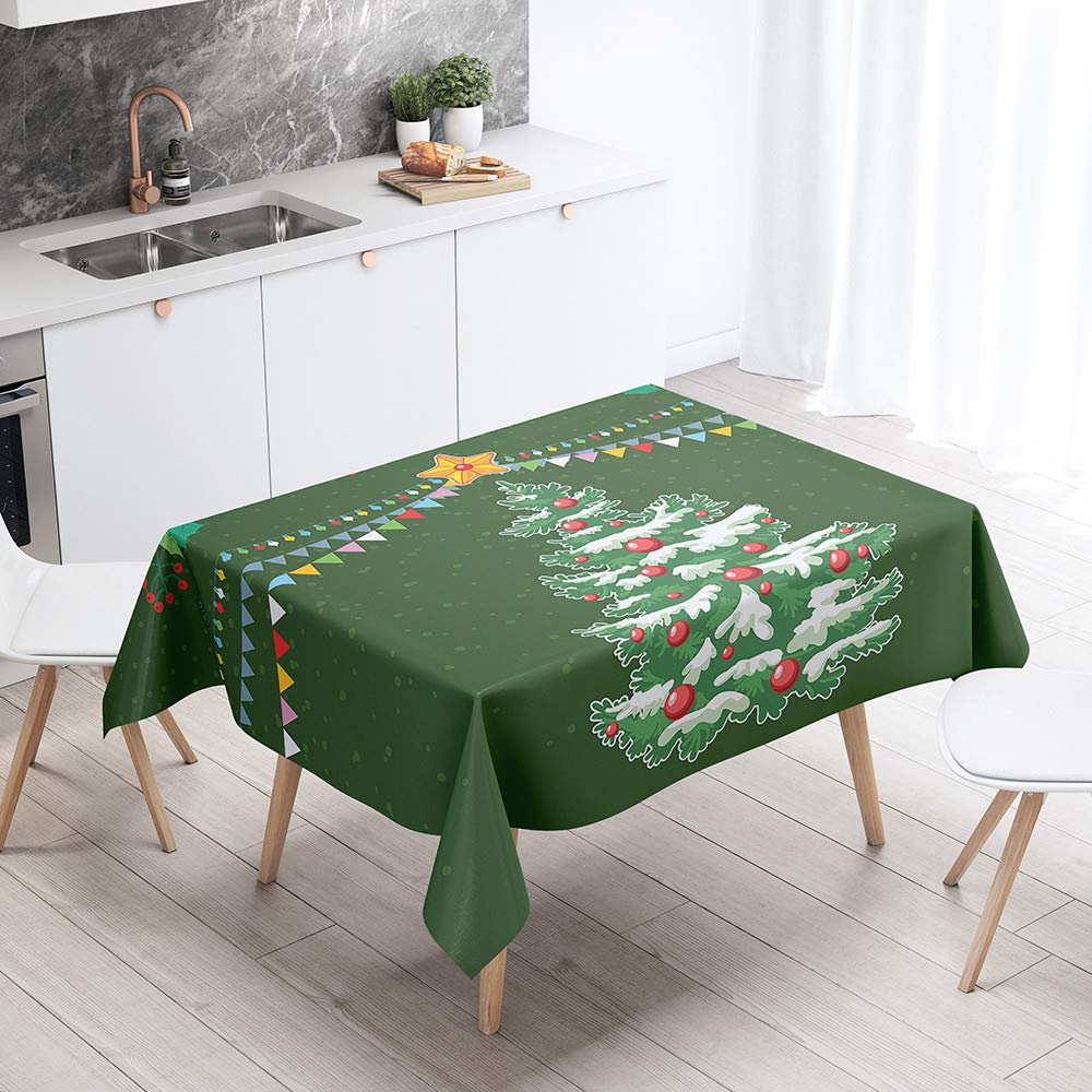 Dotbuy-Shop Christmas Tree Dotbuy Christmas Table Cloths Rectangular Christmas Tablecloths Table Cloth Washable Cloth Fabric Xmas Table Cloth Protector Table Cover Home Decoration (,140X160cm)