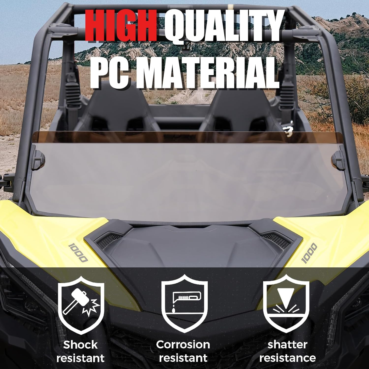 A & UTV PRO Front Dark Tinted Half Windshield for Can Am Maverick Trail 800 1000 Sport 2018-2024 / Commander 2021-2024 Accessories, Hard Coated Vented Window Windscreen, 250x Stronger Than Glass, 1PC