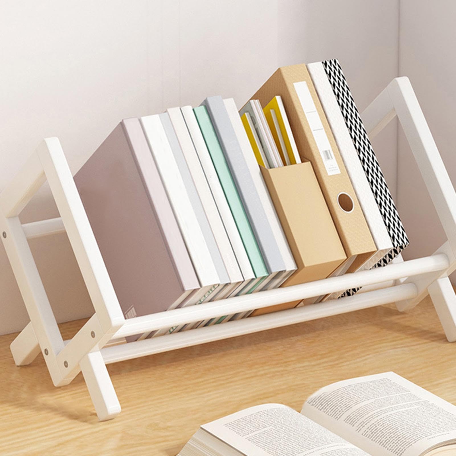 Libreria da tavolo, scaffale per libri da tavolo, organizer da scrivania per libri e , libreria compatta da scrivania con design inclinabile, perfetta per dormitori e uffici domestici