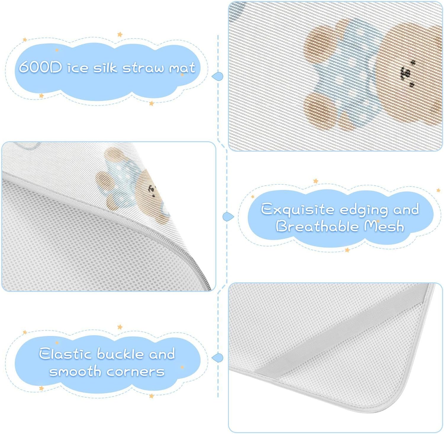 Cartoon Cute Brown Teddy Bear Cooling Baby Bed Mattress Cover 28" x 52" Reusable Pads for Kids for Baby&Toddler