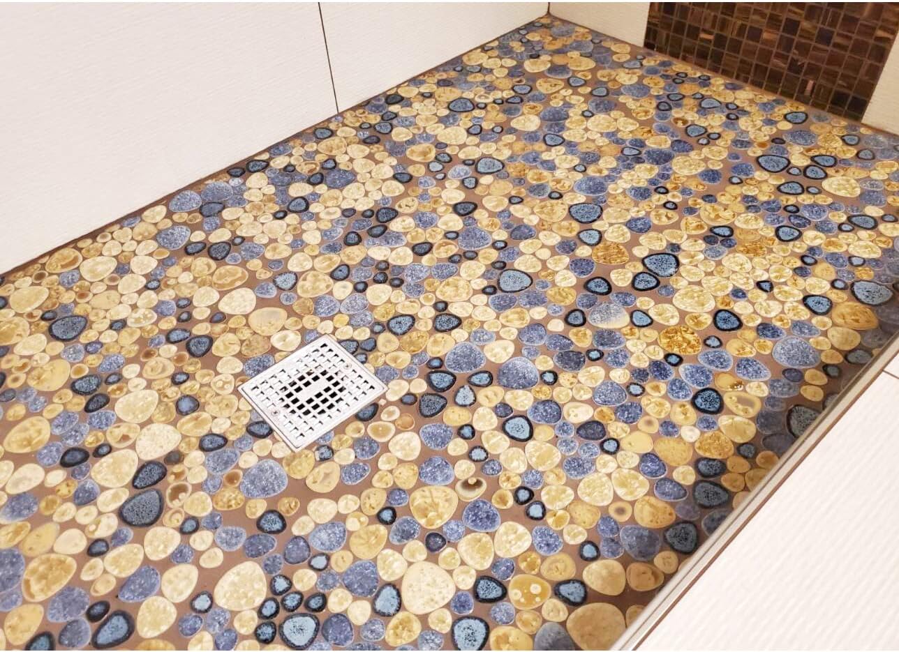 Nеw Prоduсt Glazed Blue Mosaic Ceramic Pebble Porcelain Tile Swimming Pool Bath Shower Wall Flooring Tile TSTGPT001 (10 Square Feet)