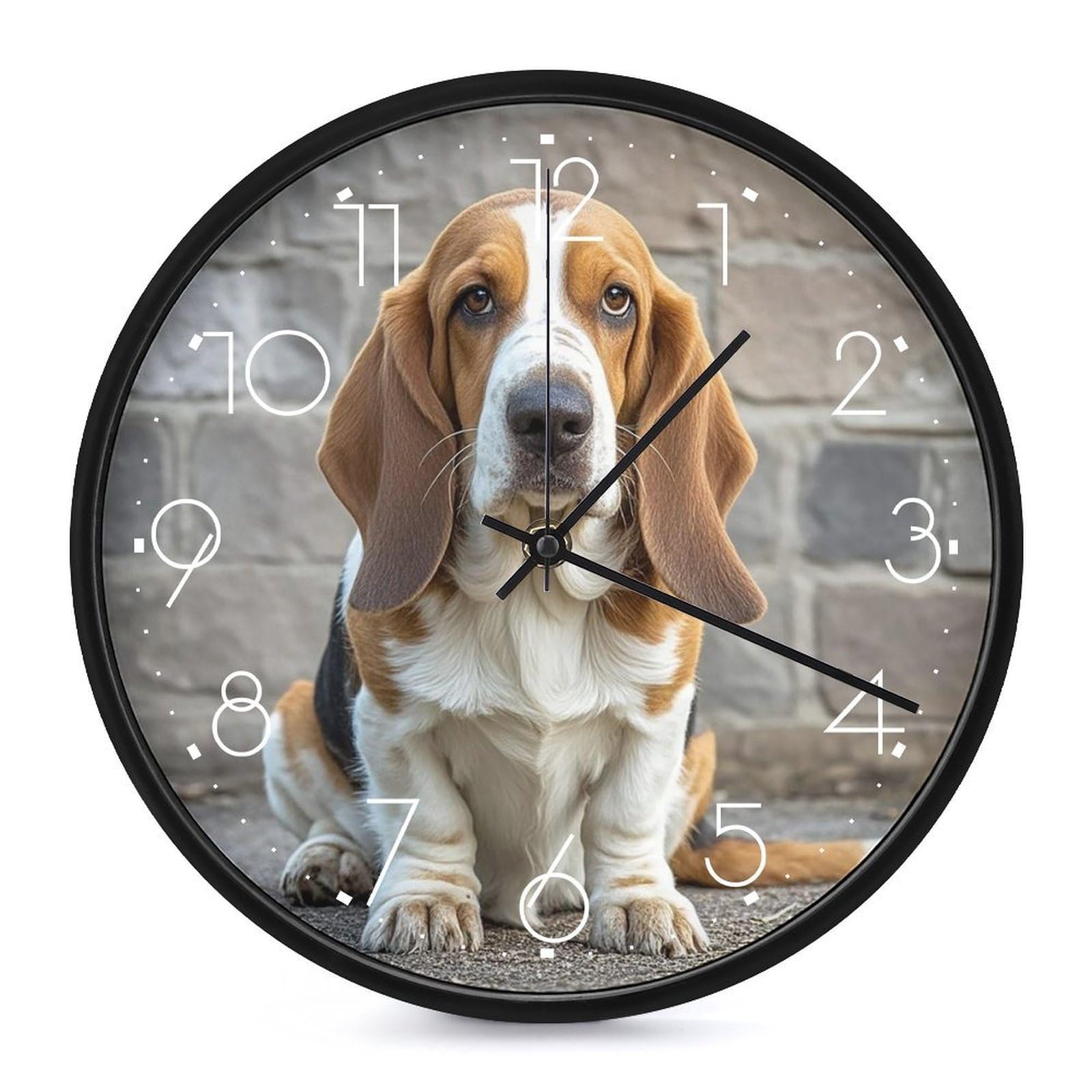 Horloge murale Basset Hound anti tic-tac pour retrouver le calme chez soi