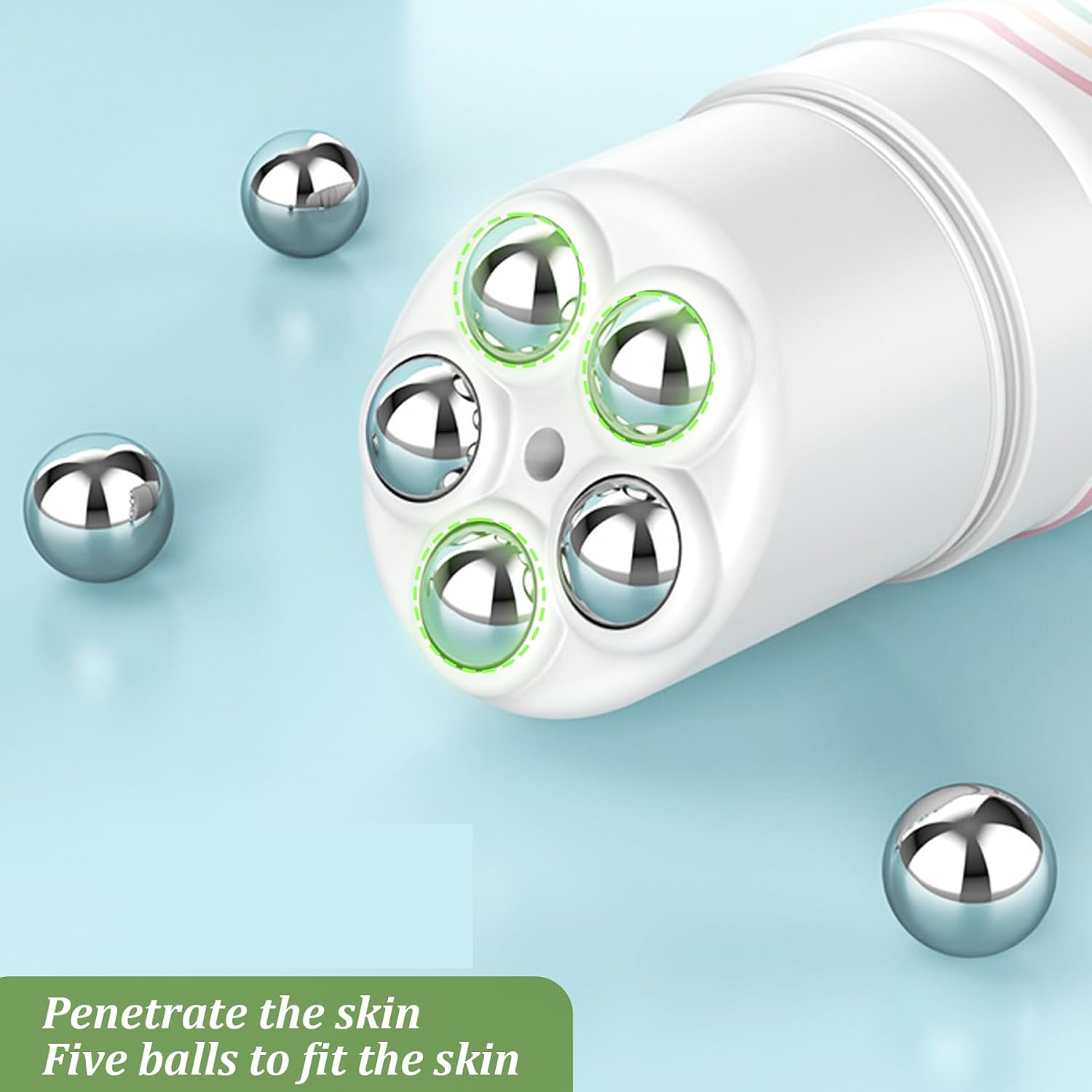 Portable Refillable Sunscreen Roller Applicator – 7x3in with 5 Massage Balls for Lotion and Oils