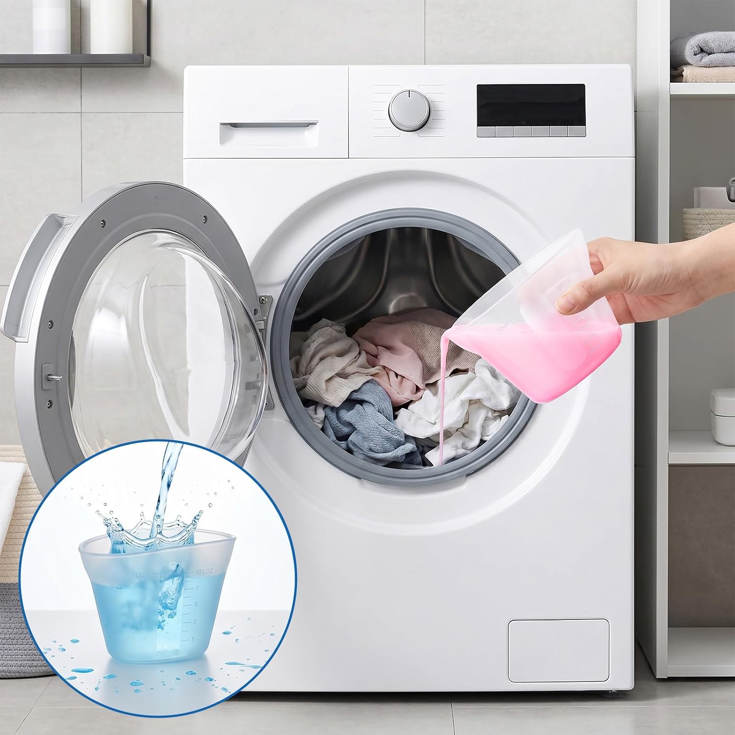2pcs Laundry Detergent Silicone Mixing Cup 250ml Silicone Measuring Cup