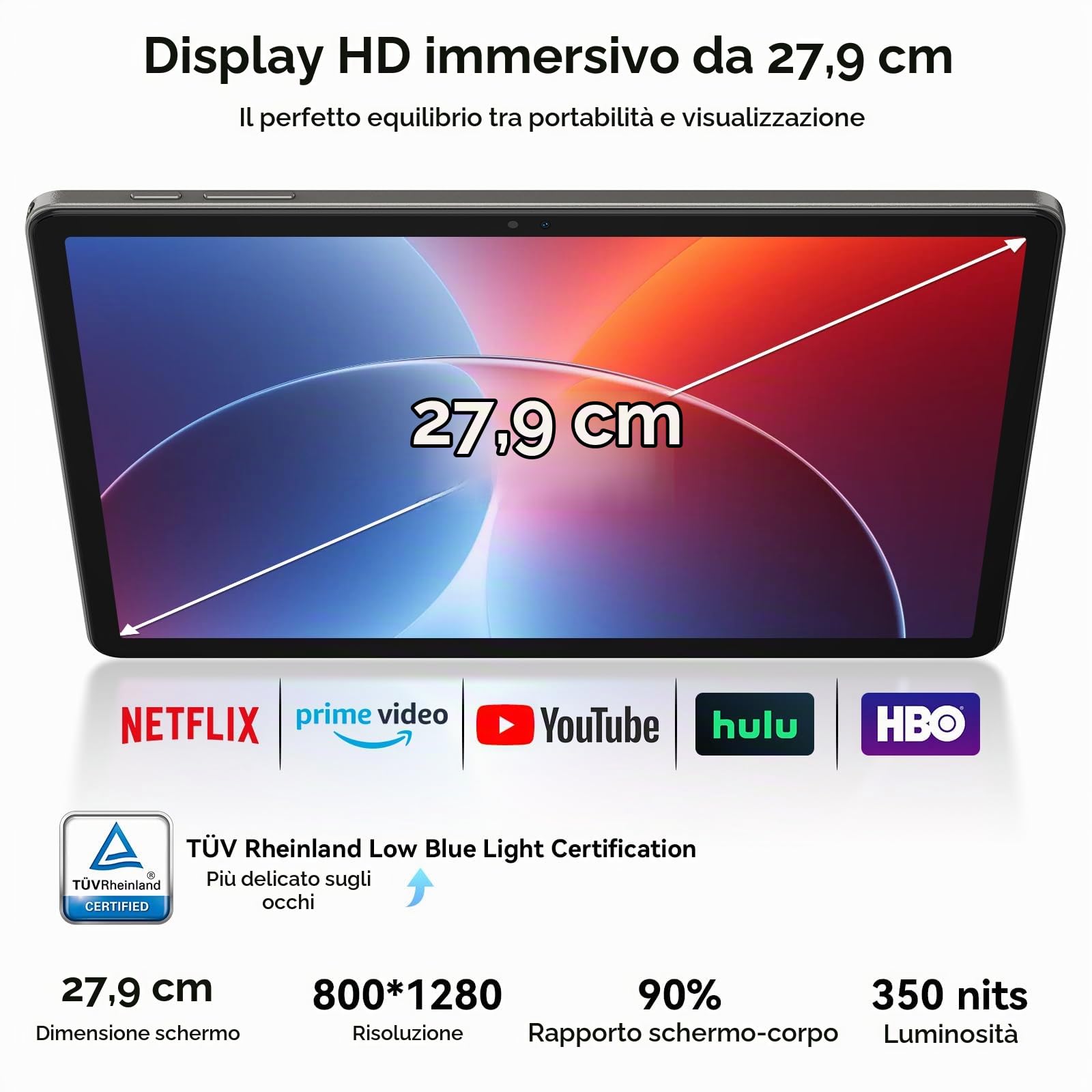 TABWEE T50 Tablet 11 Pollici Android 16-24GB RAM + 128GB ROM (2TB TF), 8000mAh, Display 90 Hz, Tablet PC Unisoc T7250 Octa Core, 13MP+8MP, WiFi 5G/Widevine L1/GPS/Gemini AI/OTG