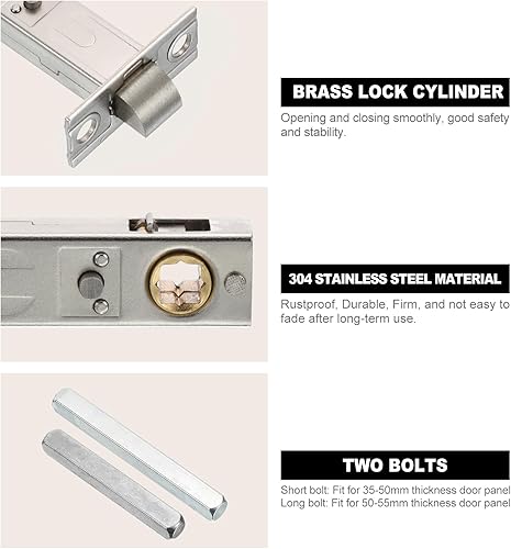 Miniatura 4 de PATIKIL Cerradura de puerta empotrada redonda para panel de puerta de 1.378-2.165 in de grosor, manija de puerta empotrada oculta de acero