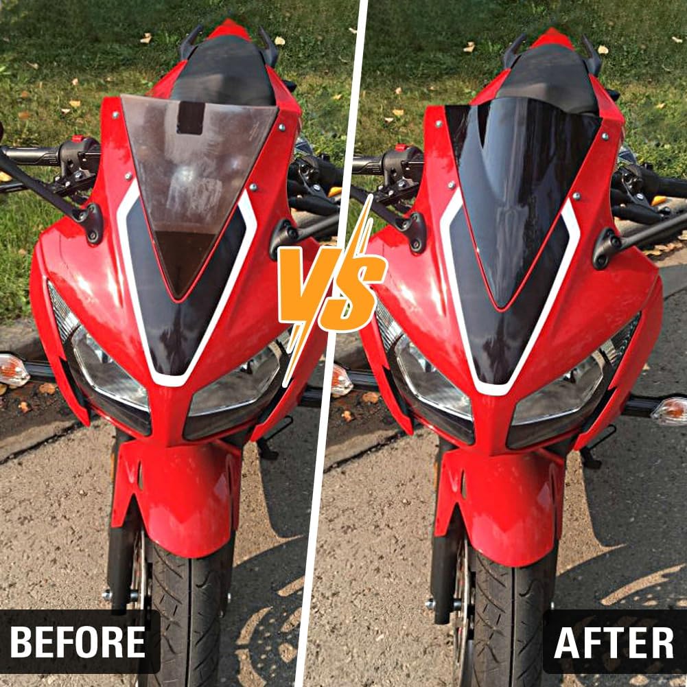 GZYF Motorbike Windshield Windscreen for Honda CBR300R 2014-2020, Black