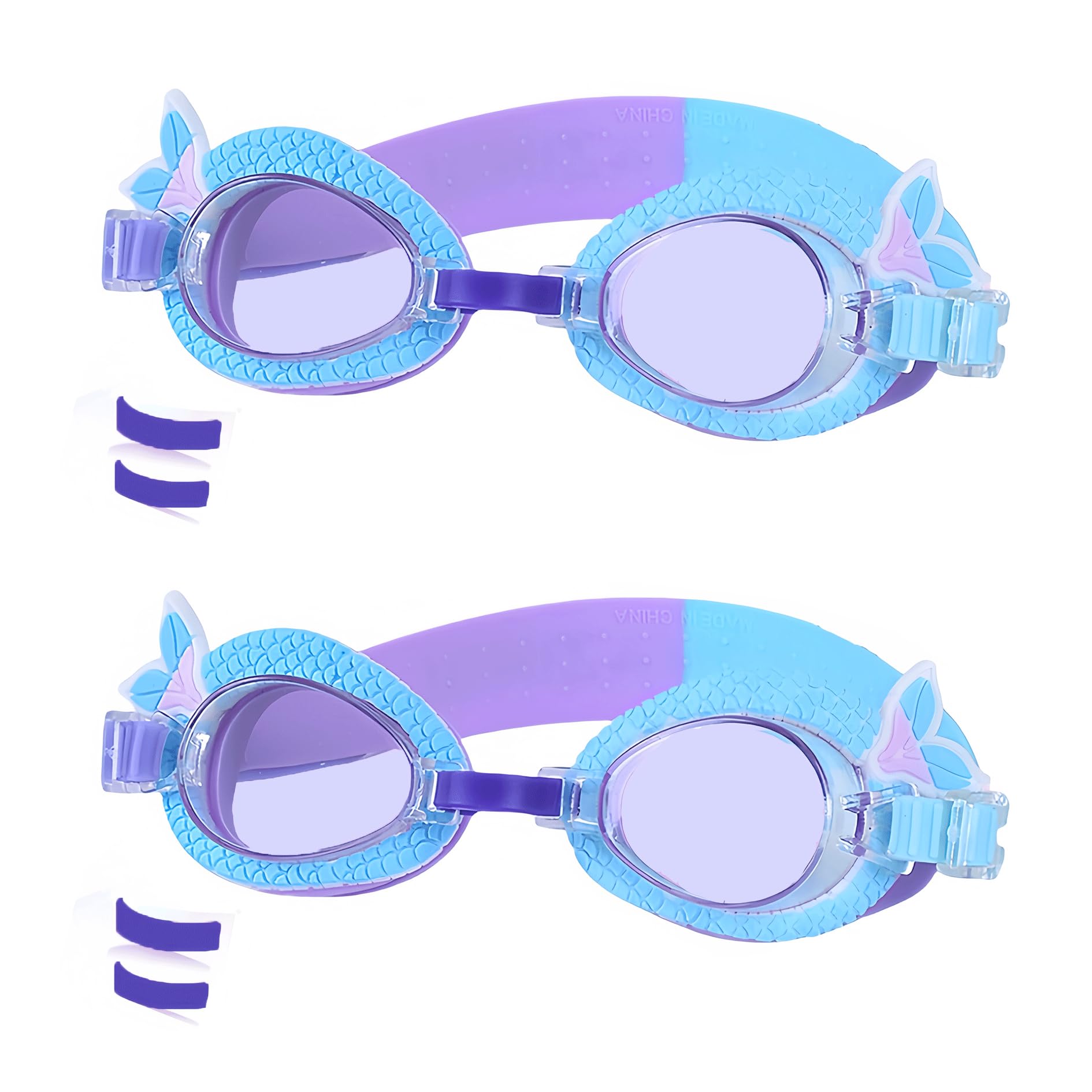 Kinder-Schwimmbrille, auslaufsicher, wasserdicht, beschlagfrei, verstellbar, für Kinder im Alter von 2–12 Jahren, 2 Stück