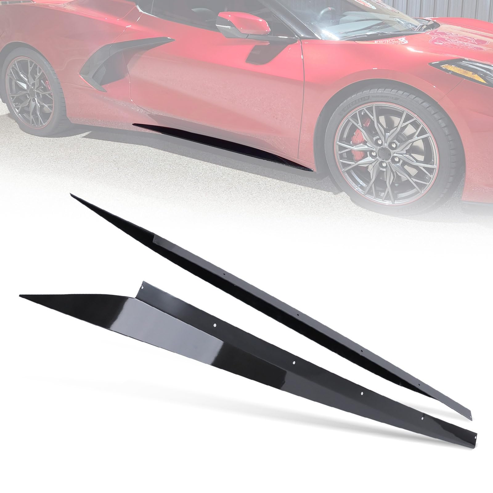 Side Skirt Fit for 2020-2025 Corvette C8 Z51 Stingray Carbon Flash Nerf Bar Protection ABS Decoration Glossy Black