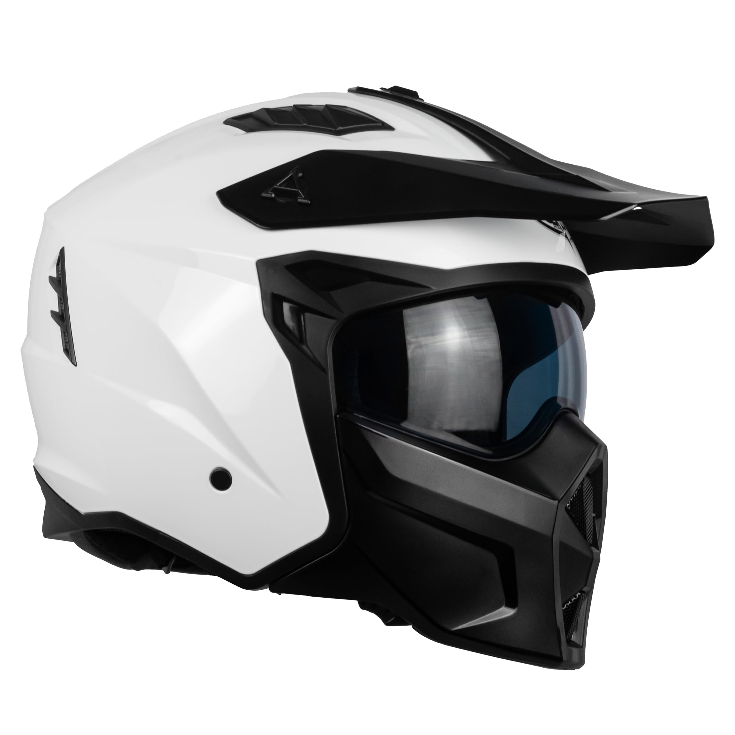 One by Camamoto | Casco Scooter e Moto, Track Jet, Bianco Lucido, Integrale con Mentoniera Estraibile, Omologato ECE R22-06, Taglia M (57-58 cm)