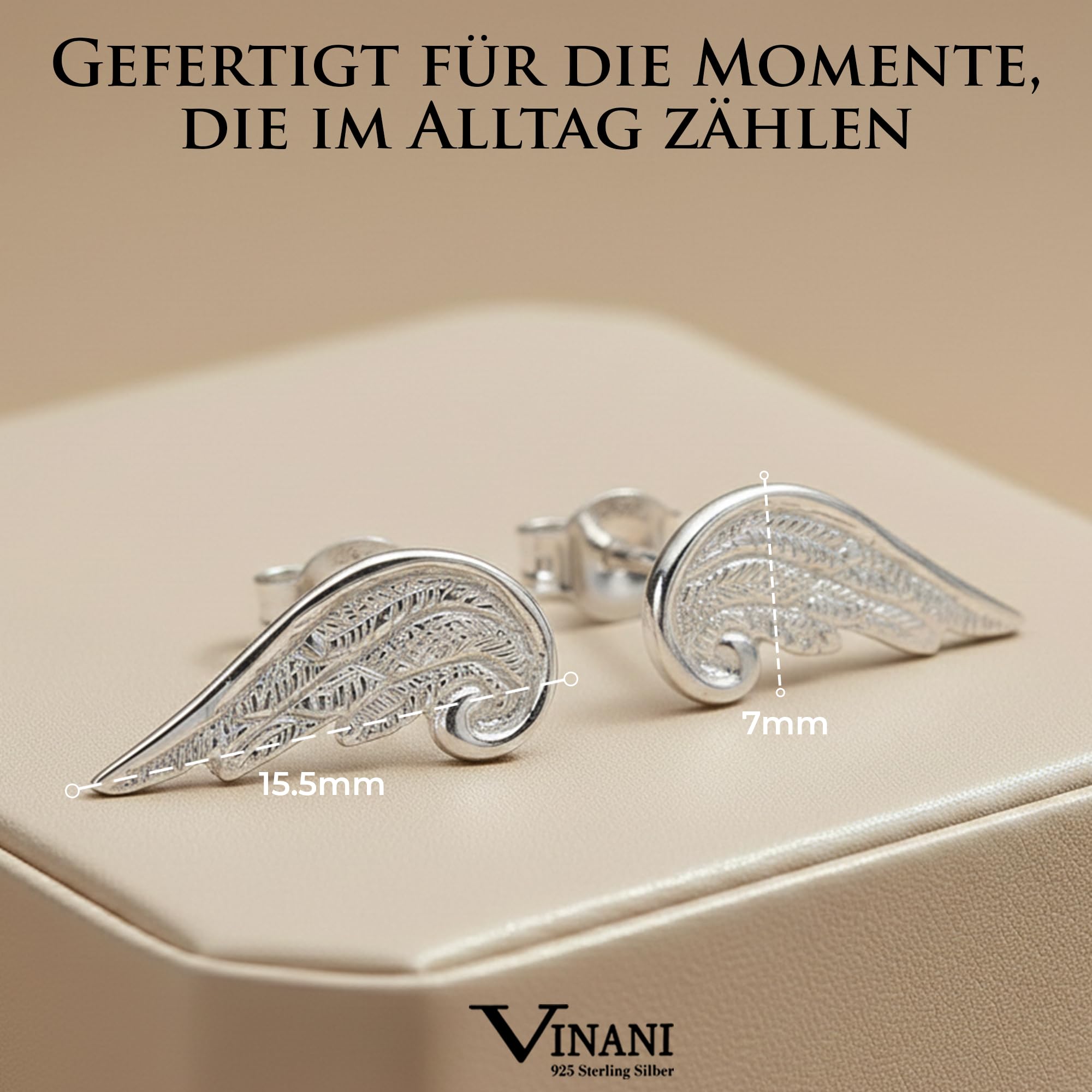 Vinani Ohrstecker Engelsflügel Sterling Silber 925 Flügel Ohrringe OEG