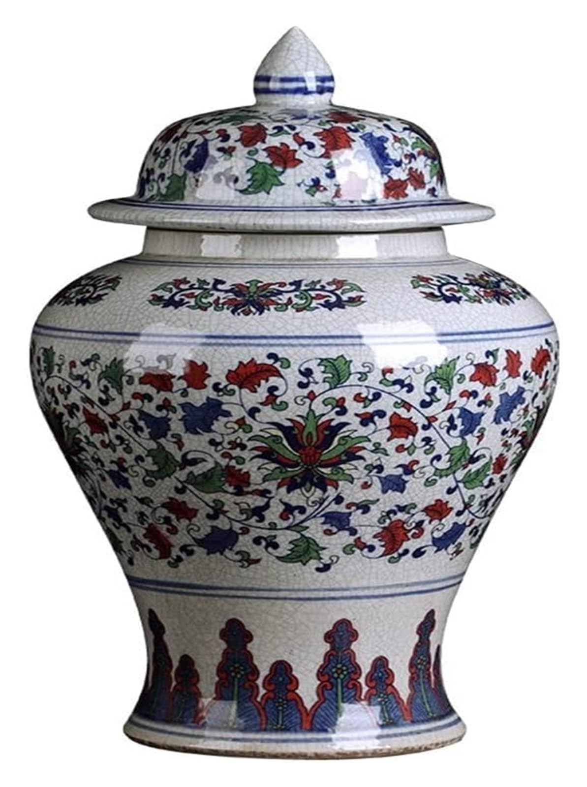 Vase Desktop Blue and White Porcelain Ceramic Temple Jar Oriental Handpainted Chinese Ginger