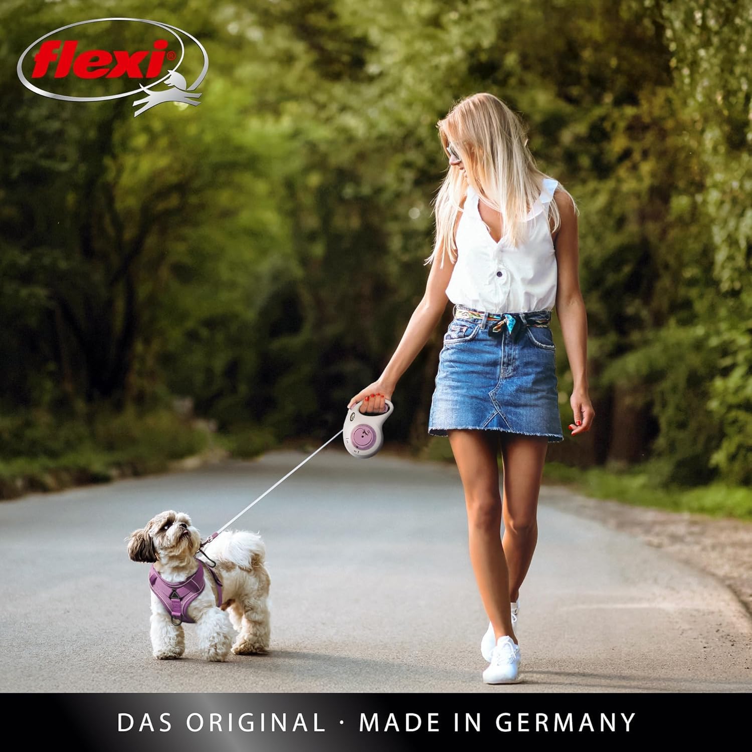 Flexi® Select M | Laisse à Enrouleur à Sangle réglable Entre 0-7 m | Gris/Violet | Laisse rétractable pour Chiens jusqu'à 25 kg | Poids : 440 g | Dimensions : 12,9 x 19,2 cm