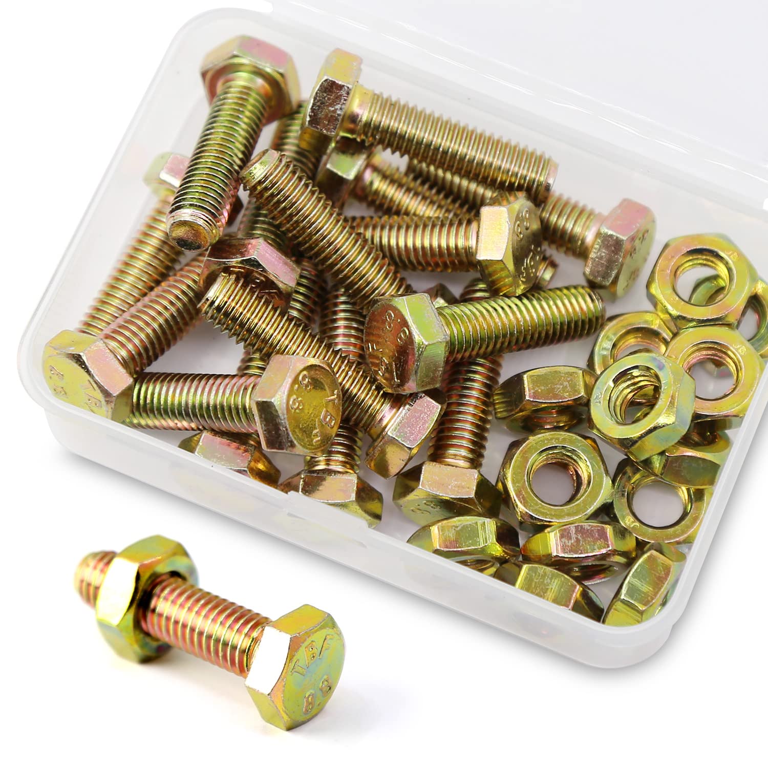 M8 x 30 mm 15 Pieces Galvanised Steel Hex Bolts Bolts and Nuts Set, Machine Screws