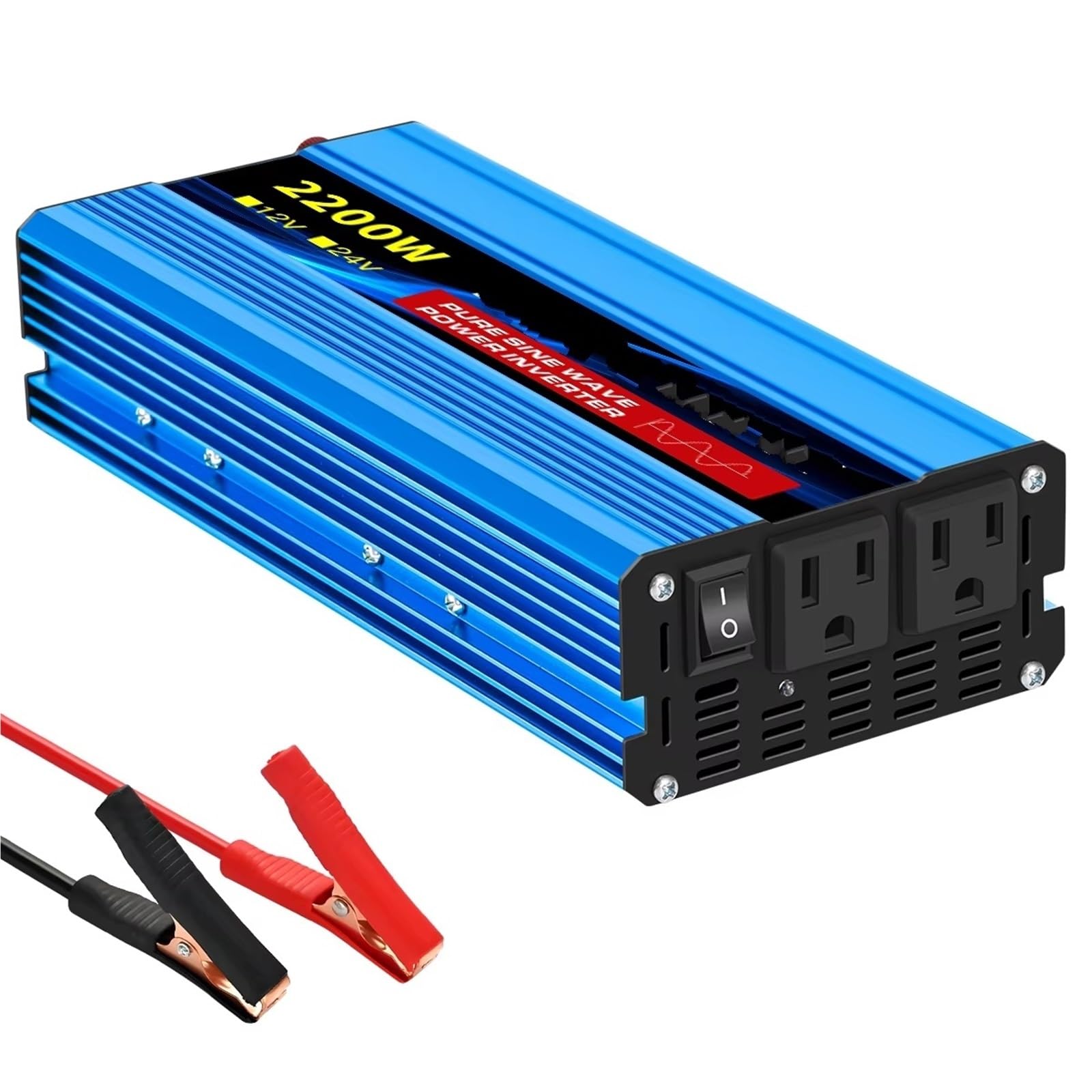 UAGFDFF Power Inverter 2200 Watt Pure Sine Wave Power Inverter 12V To 110V/120V Converter With LCD Display For Home Pure Sine Wave InverterInverters(2200w)