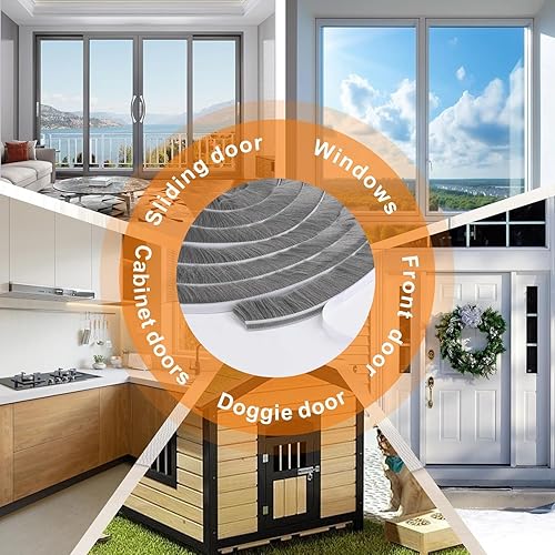 Miniatura 5 de Bruiefpap Burlete impermeable de 39.4 pies para puertas y ventanas, aislamiento autoadhesivo para ventanas para invierno, burlete para tapón de Gris
