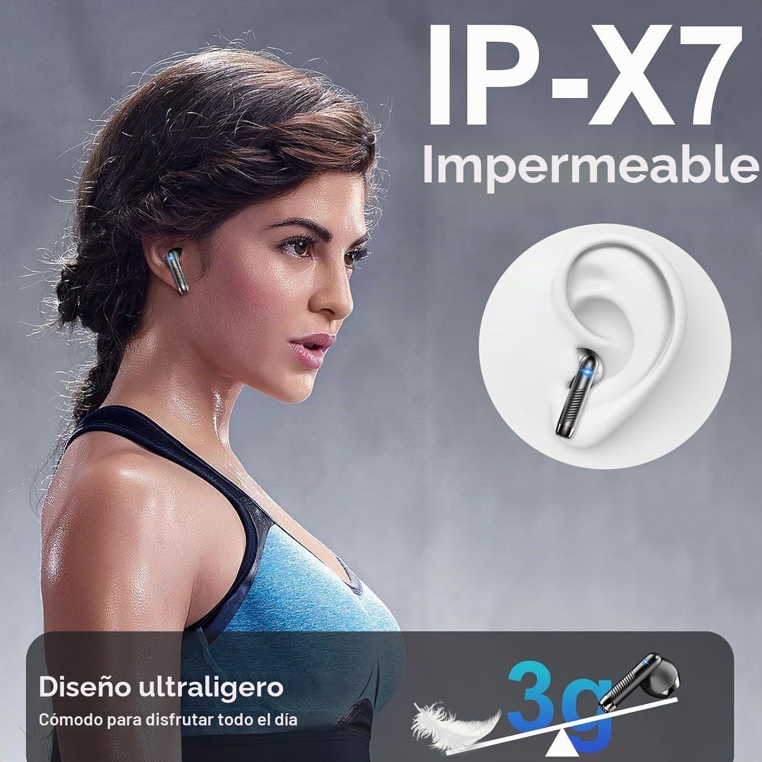 Renimer Auriculares Inalámbricos Bluetooth 5.4 con App, 42H Auriculares Bluetooth con HiFi Estéreo, 4 ENC Mics, Nueva Cascos Inalambricos Bluetooth con Reducción de Ruido, IP7 Impermeable Audifonos