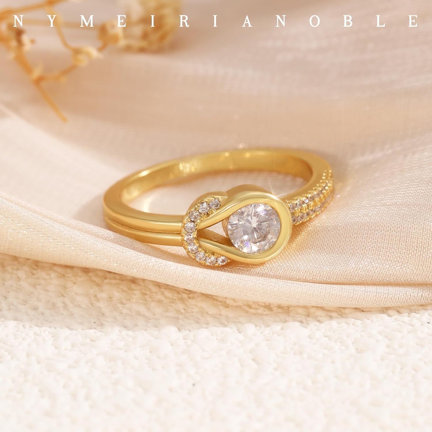 Promise Rings for Her, Gold Rings Non Tarnish Diamond Ring Wedding Bands for Women Birthday Gifts for Women Valentine's Gift for Her Size 5-10 - Image 3