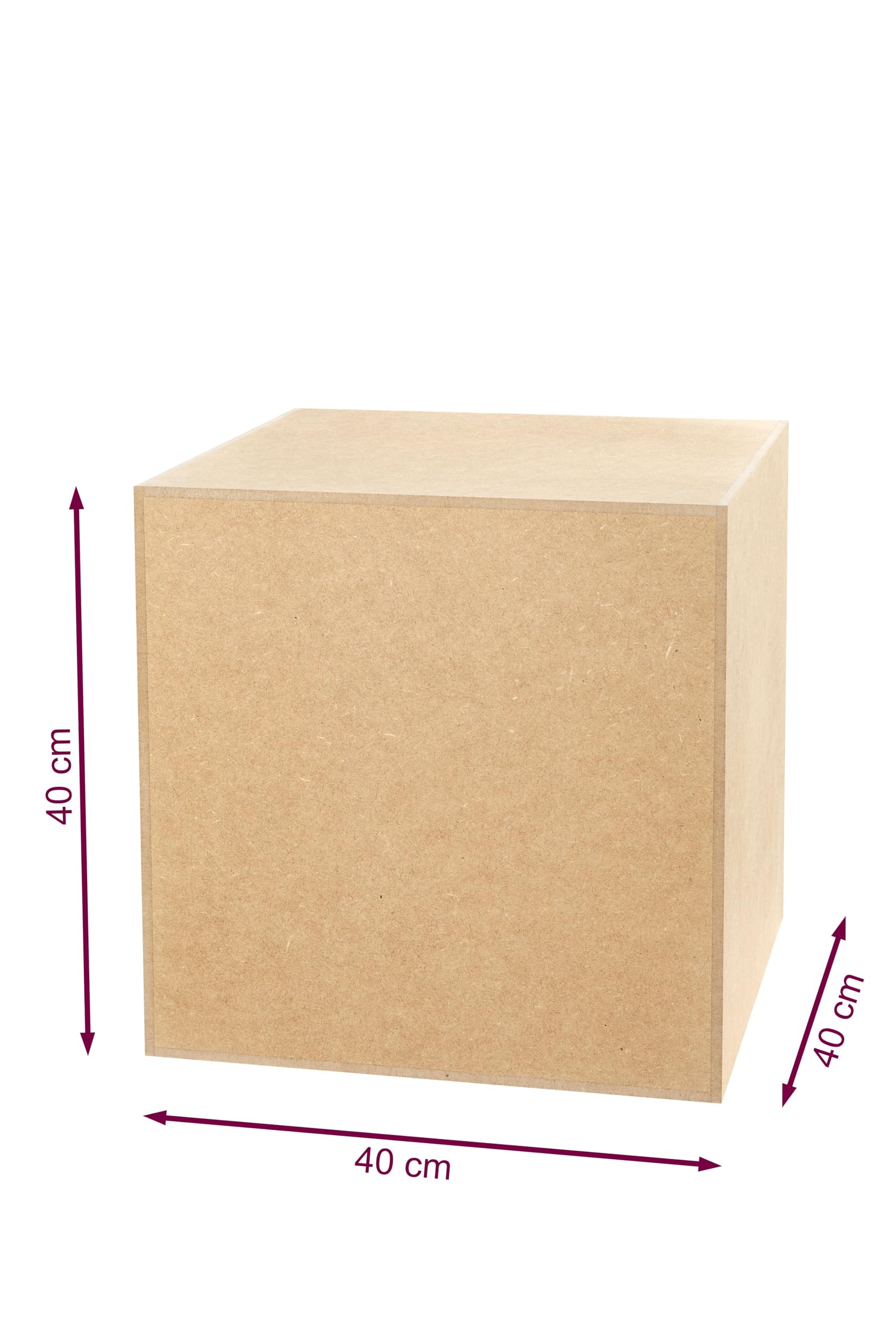 Columna MDF, columna para flores para salón, soporte para decoraciones, base, soporte para plantas, base estable, diseño moderno, MDF en bruto, 40 x 40 x 40 cm