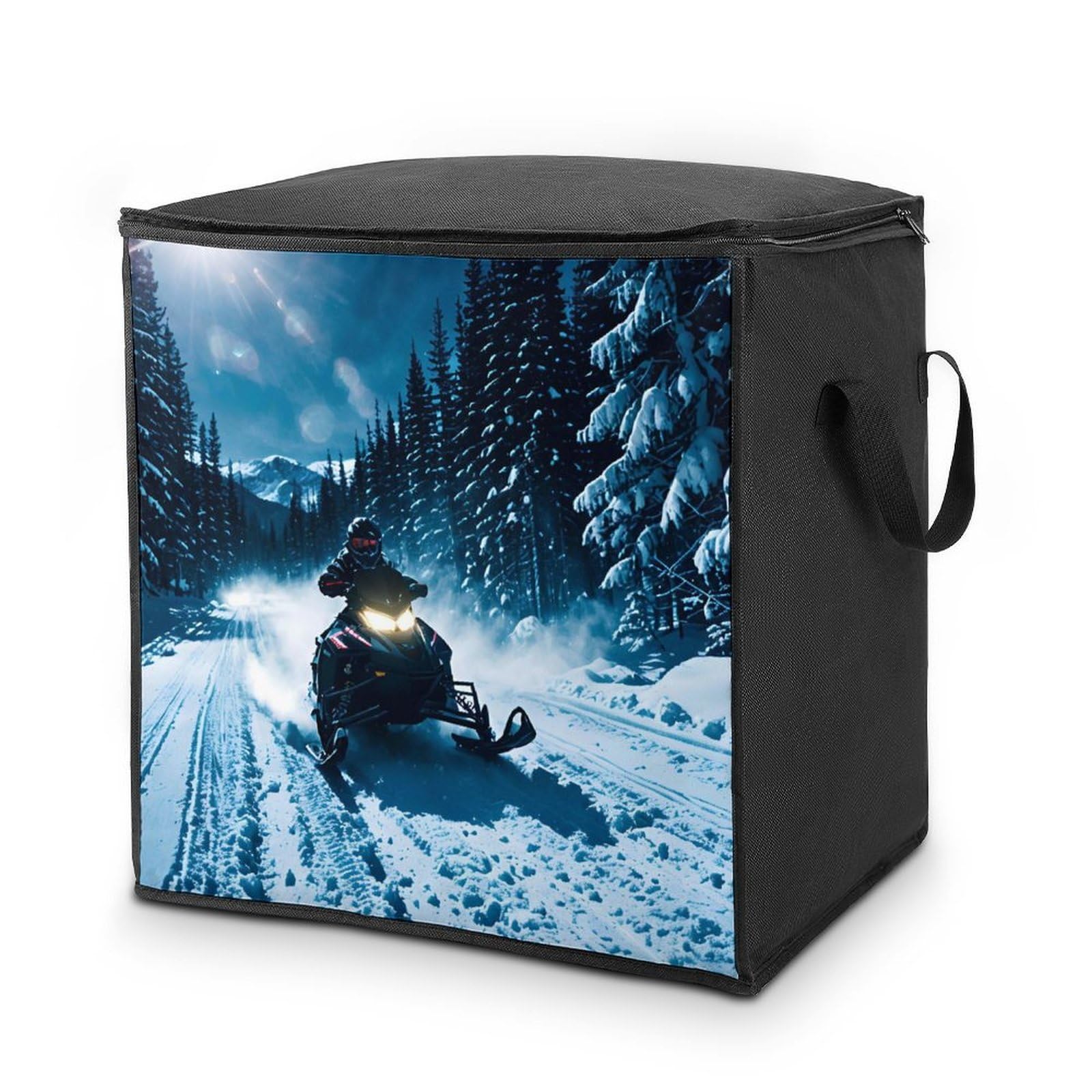 70L Snowmobile Storage Bag With Zipper Closet Organizers with Handle for Home Storage Organizer for Blankets Quilts Clothes Comforter Bedding And Pillows