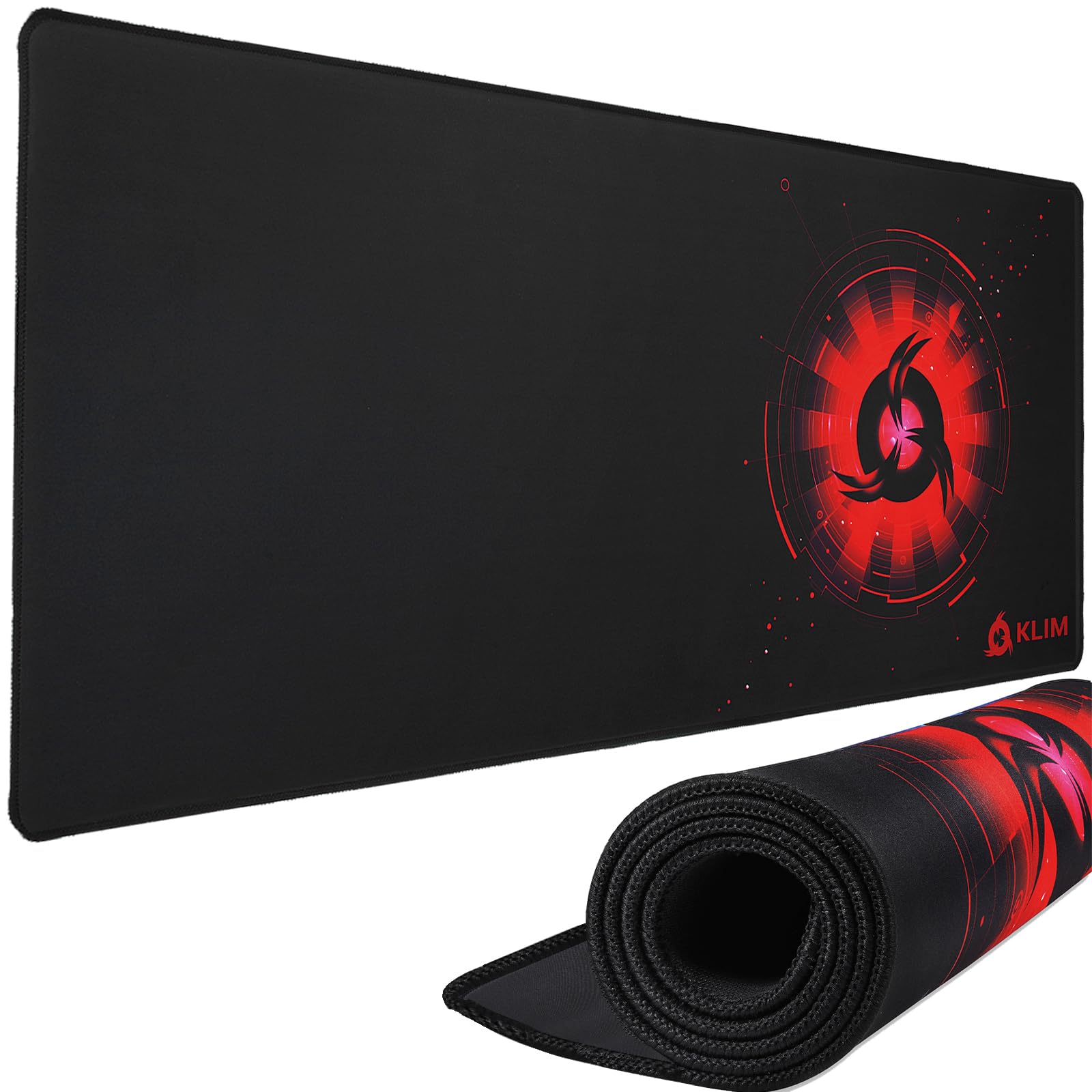 KLIM Mousepad XL - Superficie estesa - Tappetino per Mouse Extra Large da Gaming - Base in Gomma Antiscivolo - Superficie Testurizzata ad Alta precisione - 900 x 400 x 4 mm - Rosso 900L x 400l mm Rosso