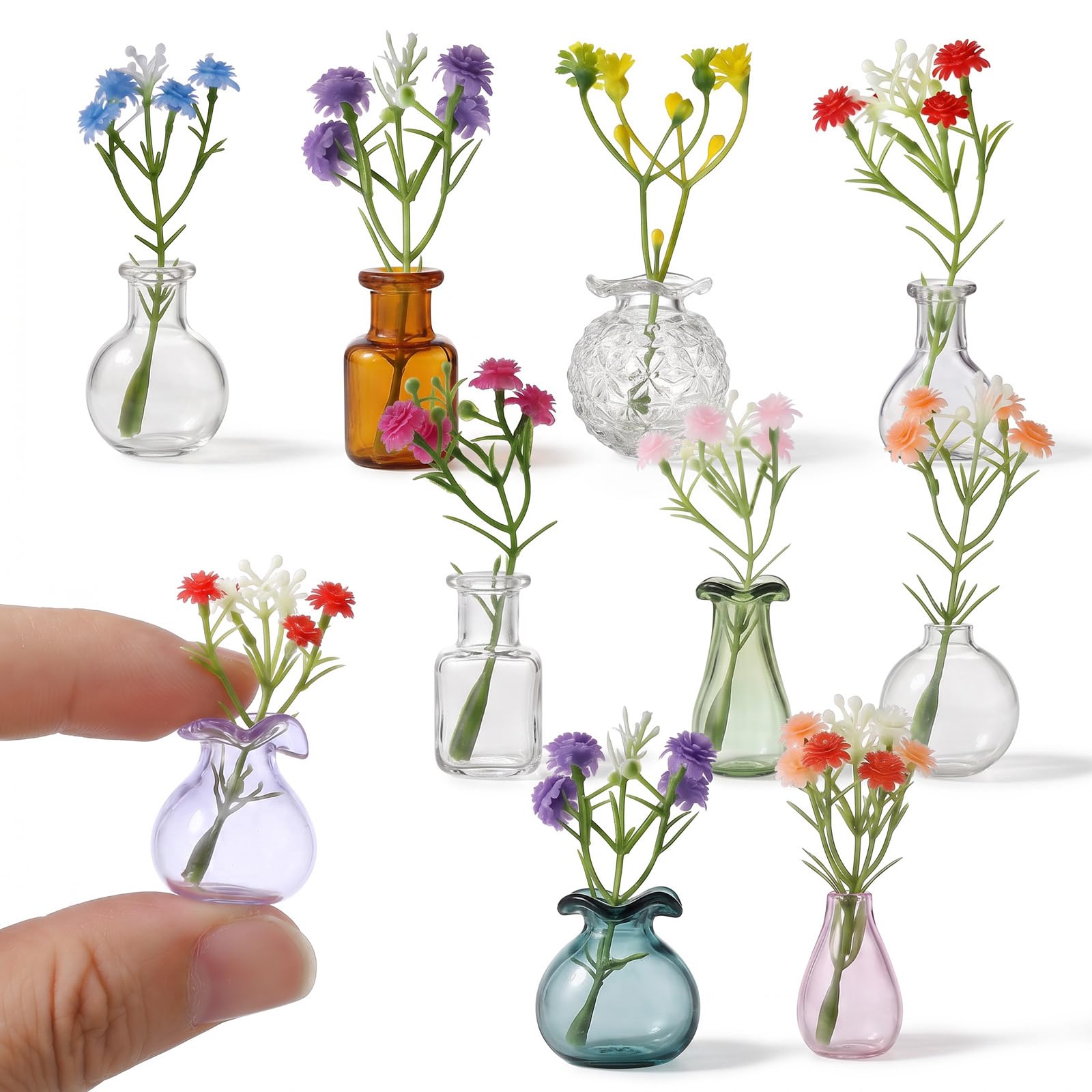 10PCS Mini Vase Magnets for Fridge, Cute Tiny Magnetic Glass Vases, Flower Vases Refrigerator Magnets, Funny Aesthetic Plant Pot Magnet for Refrigerator, Whiteboard, Locker, Office and Kitchen