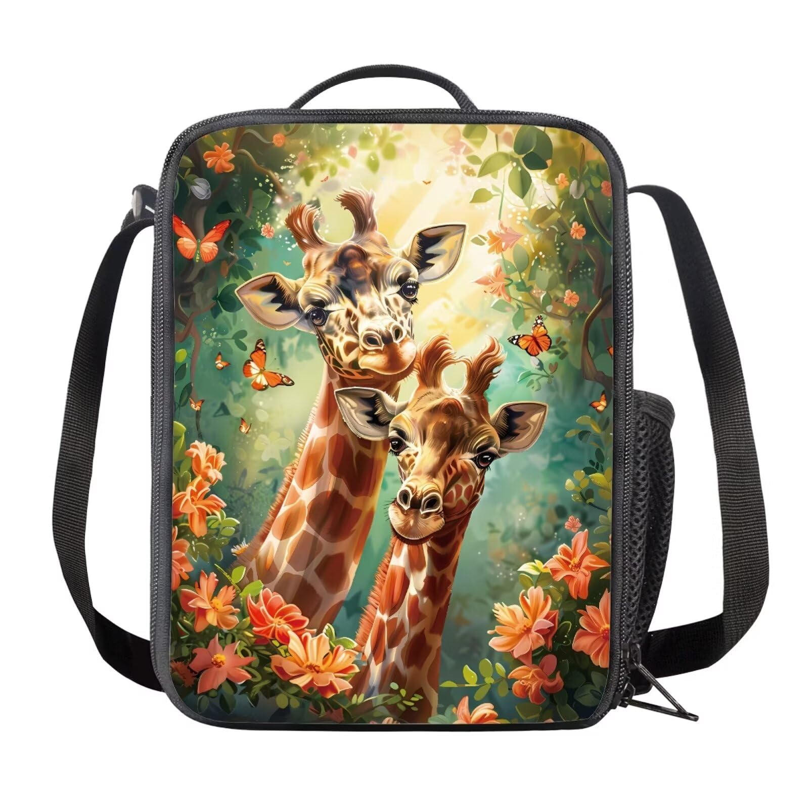 chaqlin Animal Giraffe Lunch Box for Kids School Cute Animal Giraffe Print Lunch Bags Insulated Lunch Container Boys Girls Back to School Lunch Tote Bags with Handle and Bottle Pocket โ image 1