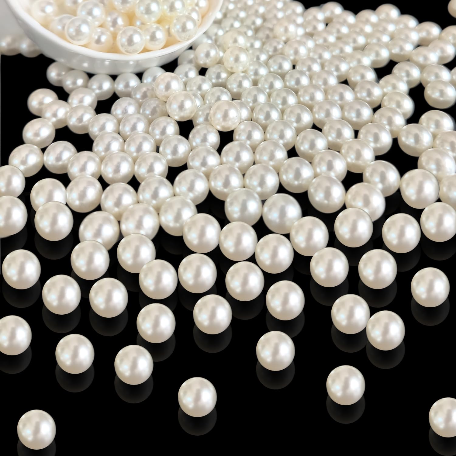 1200pcs Ivory Pearl Beads - 4 Sizes No Hole ABS Pearls For Crafts & Decor - View #2