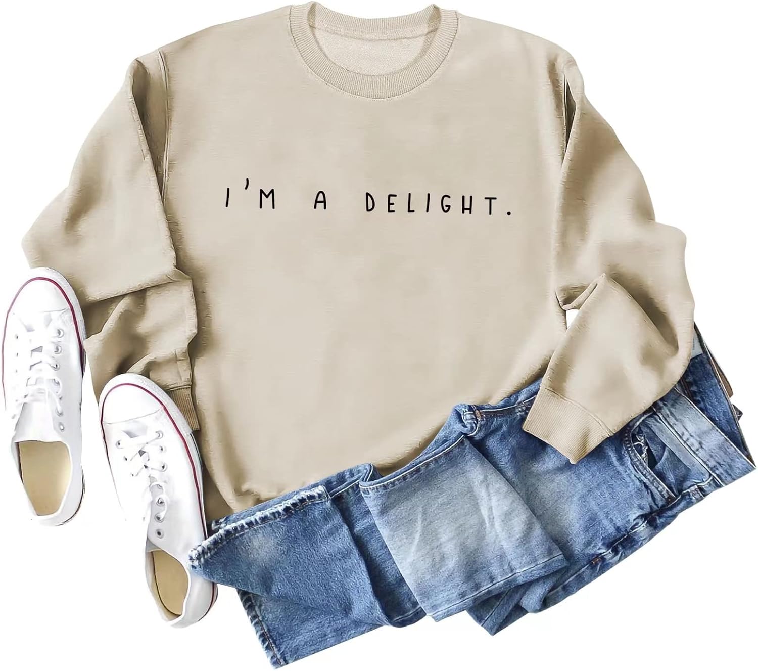 I'M A Delight Sweatshirt Women Funny Saying Letter Print Crewneck Pullover Humor Sarcastic Sayings Long Sleeve Tops - Image 5