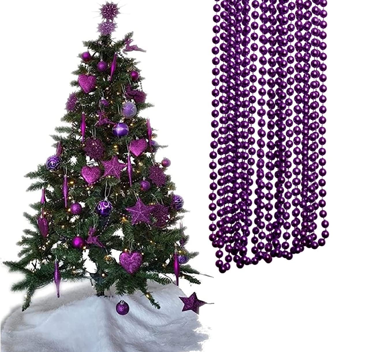 Ukdeals Direct Dark Purple Ukdd® 10M Long Christmas Bead Chain - Christmas Shiny Bead Garlands - Christmas Tree Decorations (Dark Purple)