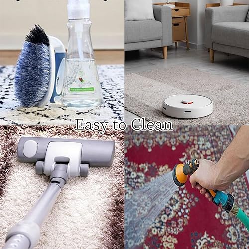 Miniatura 8 de Alfombra de área de bañera de hidromasaje de mármol contemporáneo verde salvia para sala de estar, tonos brumosos dorados metálicos, alfombra de