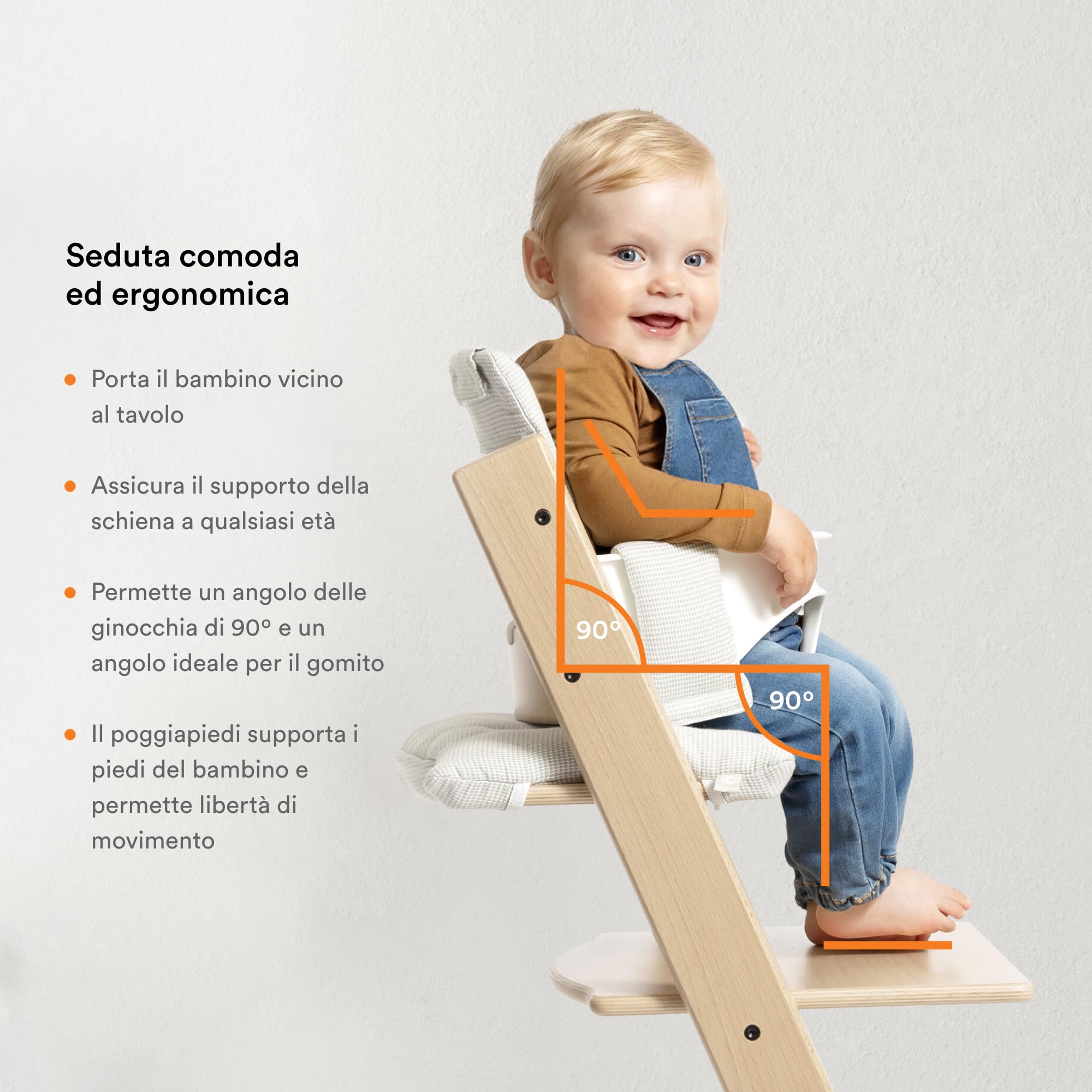 Seggiolone Tripp Trapp di Stokke con Baby Set, Natural - Sedia regolabile ed evolutiva per bambini e adulti - Design ergonomico e classico