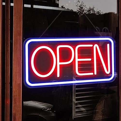 Miniatura 8 de Tekstap Letrero LED de neón abierto, 16 x 9 pulgadas, tamaño más grande, brillante, ideal para negocios, fiestas, bares, salones, decoración de
